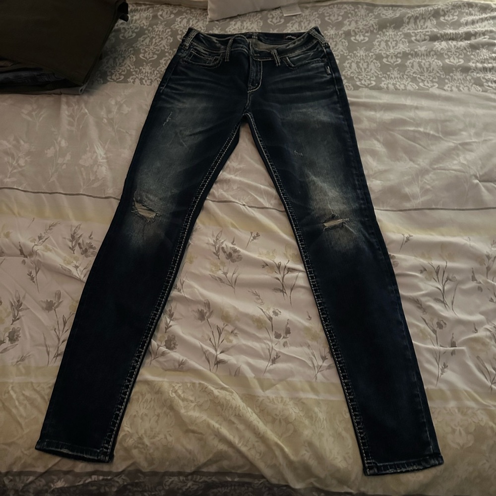Women’s’ Silver Suki Mid Super Skinny Jeans